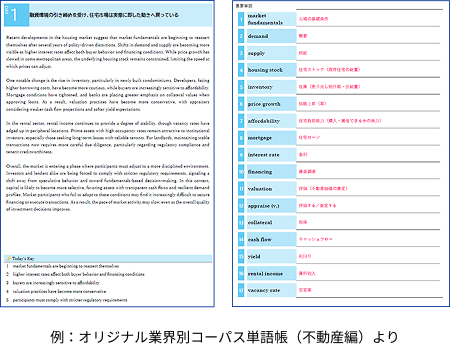 例：オリジナル業界別コーパス単語帳（不動産編）より